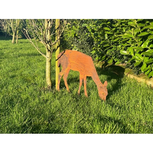 102 - 60CM LONG STEEL PLATE RUSTY DEER