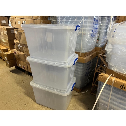 174 - 1 X LARGE 160L STACKING STORAGE BOXES ON WHEELS