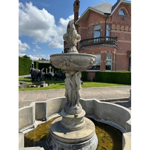 2 - EXCEPTIONAL FRENCH PALATIAL CASTLE FOUNTAIN INCLUDING BASE AND SURROUND ON PALLET READY TO GO