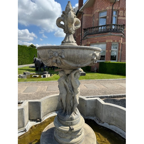 2 - EXCEPTIONAL FRENCH PALATIAL CASTLE FOUNTAIN INCLUDING BASE AND SURROUND ON PALLET READY TO GO