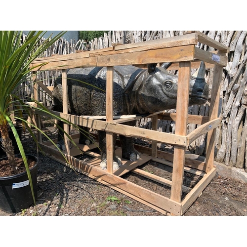 66 - MASSIVE CRATED 1.9M LONG RHINO STATUE