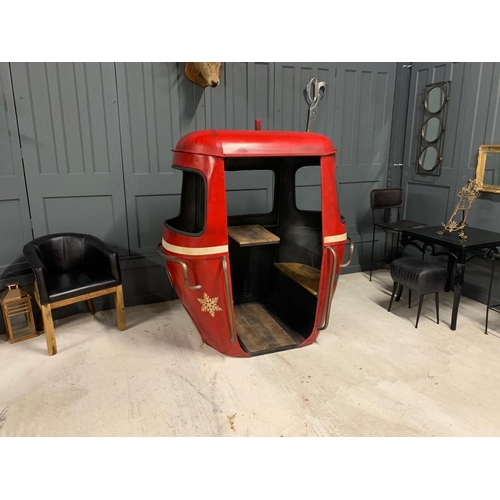 2 - HUGE METAL RED GONDOLA/SEATING POD TABLE AND BENCH