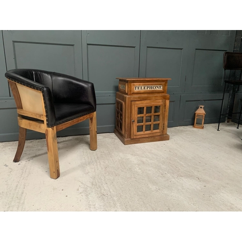 22 - LARGE WOODEN TELEPHONE BOX/SIDE TABLE WITH CUPBOARD (APPROX 74CM X 54CM  52CM)