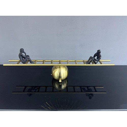 109 - NEW BOXED MAGNETIC MODERN ART THINKING MEN ON GOLD LADDER ORNAMENT