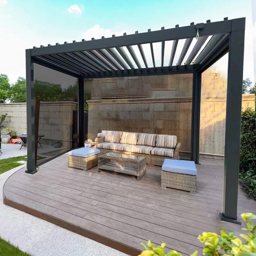 11 - BOXED NEW 3M X 3M DELUXE PERGOLA GAZEBO WITH ROTATING WATERPROOF ROOF AND 3 INTERGRATED DROP SIDES I... 