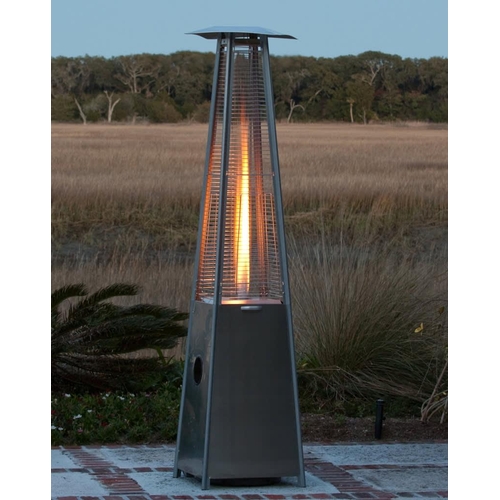 142 - BRAND NEW BOXED COMMERCIAL PYRAMID PATIO HEATER (APPROX 2.3M TALL X 50CM WIDE X 50CM DEEP)