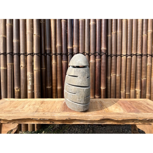 150 - CRATED HEAVY STONE OUTDOOR LANTERN (PLEASE NOTE EACH IS INDIVIDUALLY MADE THEREFORE EVERY ONE IS DIF... 