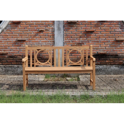 23 - NEW BOXED SOLID TEAK MEDALLION QUALITY GARDEN BENCH