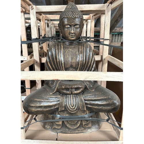 66 - CRATED MASSIVE 80cm TALL SITTING BUDDHA IN BRONZE FINISH