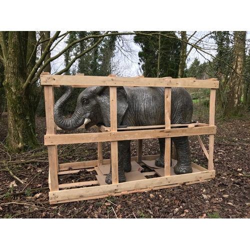 81 - HUGE REALISTIC GRC ELEPHANT STATUE IN PACKING CASE
