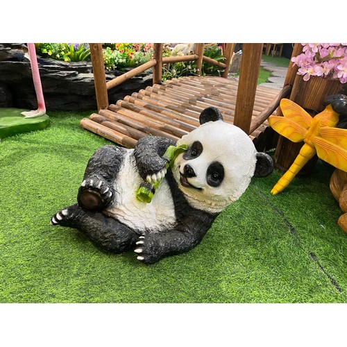 88 - NEW LARGE HAPPY LAYING PANDA STATUE APPROX 55CM LONG