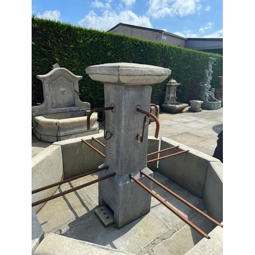 15 - CAST STONE PROVINCIAL STYLE FOUNTAIN INC METALWORK APPROX 2M DIAMETER