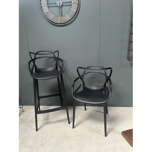 3 - BOX OF 4 NEW DESIGNER PLASTIC PHILIPPE STARCK INSPIRED DINING CHAIRS IN BLACK