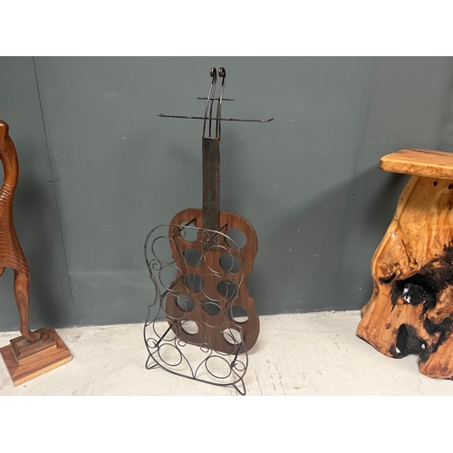 49 - BRAND NEW BOXED VINTAGE INDUSTRIAL STYLE WOODEN CELLO WINE RACK WITH METAL WINE GLASS HOLDER IN AN A... 