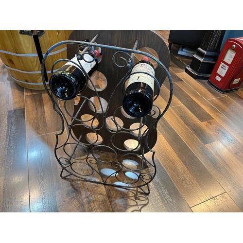 49 - BRAND NEW BOXED VINTAGE INDUSTRIAL STYLE WOODEN CELLO WINE RACK WITH METAL WINE GLASS HOLDER IN AN A... 