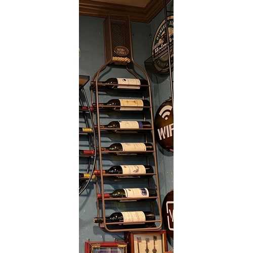 51 - BRAND NEW BOXED HUGE 120CM METAL WINE BOTTLE SHAPED WALL MOUNTED WINE RACK IN ANTIQUE FINISH