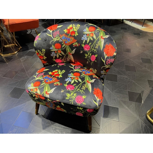 55 - BRAND NEW UPHOLSTERED OCCASIONAL CHAIR WITH FLORAL ACCENTS FABRIC