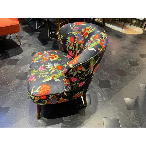 55 - BRAND NEW UPHOLSTERED OCCASIONAL CHAIR WITH FLORAL ACCENTS FABRIC