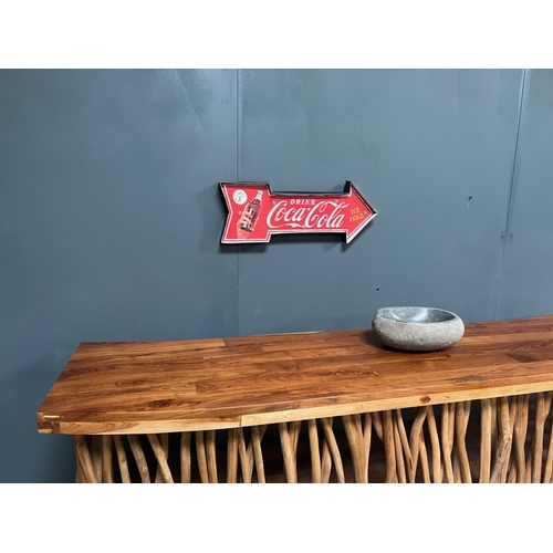 79 - LARGE METAL INDUSTRIAL STYLE LIGHT UP COCA COLA ARROW SIGN