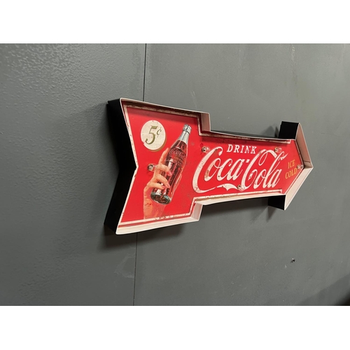 79 - LARGE METAL INDUSTRIAL STYLE LIGHT UP COCA COLA ARROW SIGN