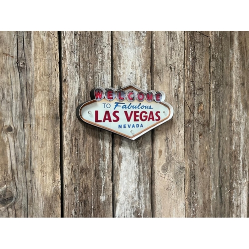 80 - LARGE METAL INDUSTRIAL STYLE LIGHT UP LAS VEGAS SIGN