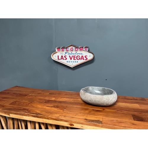 80 - LARGE METAL INDUSTRIAL STYLE LIGHT UP LAS VEGAS SIGN