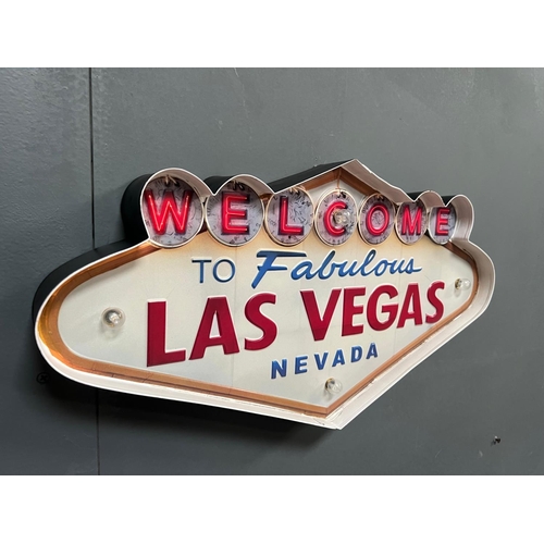 80 - LARGE METAL INDUSTRIAL STYLE LIGHT UP LAS VEGAS SIGN