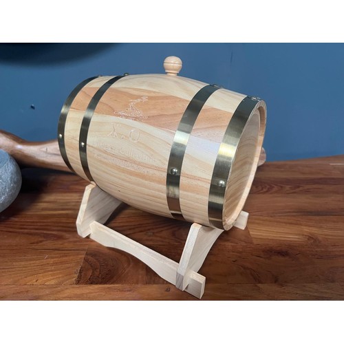 54 - NEW BOXED SMALL WOODEN KEG XO BARREL ON STAND