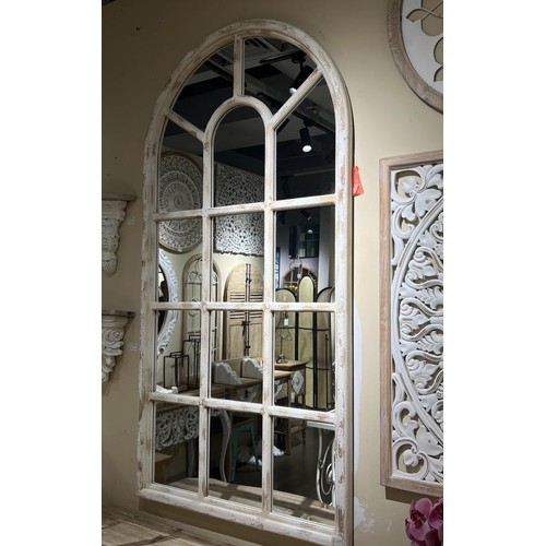 184 - MASSIVE SHABBY CHIC ARCHED MIRROR (170CM X 86CM)