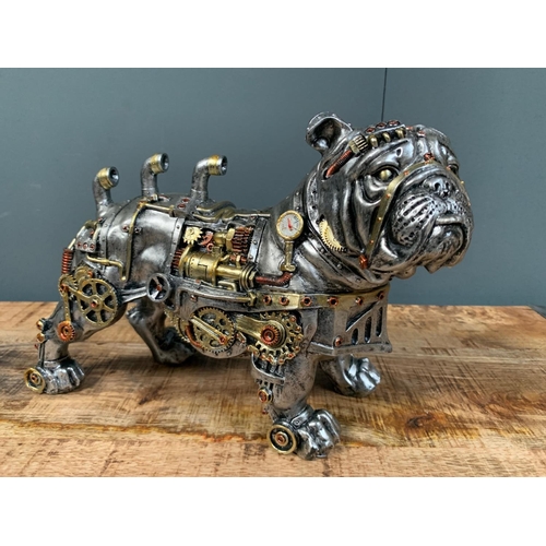 109 - BOXED NEW STEAMPUNK BULL DOG FIGURE (H: 21cm W: 30cm D: 12cm)