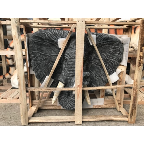 130 - HUGE CRATED 1.7M ELEPHANT HEAD STATUE