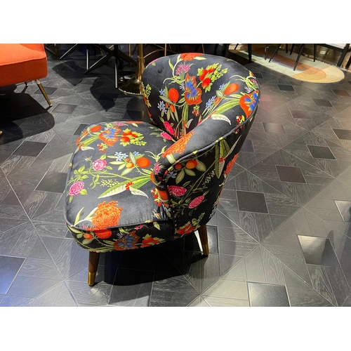 69 - BRAND NEW UPHOLSTERED OCCASIONAL CHAIR WITH FLORAL ACCENTS FABRIC