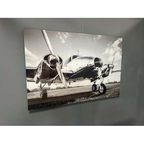 168 - HUGE 120CM X 80CM BOXED NEW GLASS AEROPLANE WALL ART PICTURE