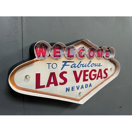 170 - LARGE METAL INDUSTRIAL STYLE LIGHT UP LAS VEGAS SIGN