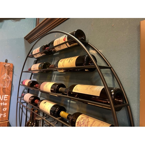 183 - BRAND NEW BOXED HUGE 1M CIRCLE WALL MOUNTED WINE RACK WITH GLASS HOLDER & CORK BASKET