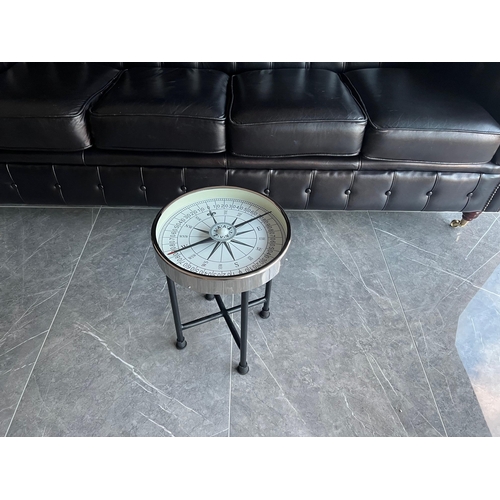 47 - BOXED NEW METAL COMPASS TABLE WITH MOVING WORKS