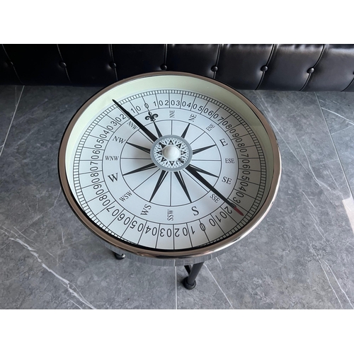 47 - BOXED NEW METAL COMPASS TABLE WITH MOVING WORKS