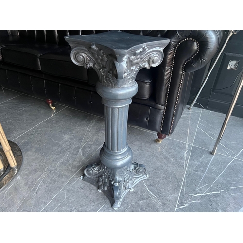 52 - BOXED NEW CAST ALUMINIUM CORITHIAN COLUMN IN GREY, STAND/PLANTSTAND