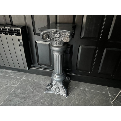 52 - BOXED NEW CAST ALUMINIUM CORITHIAN COLUMN IN GREY, STAND/PLANTSTAND