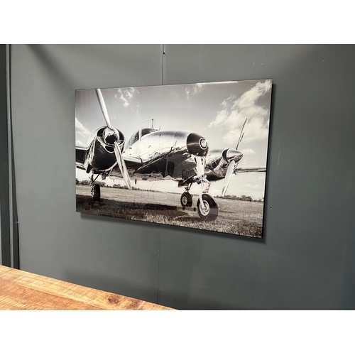 87 - HUGE 120CM X 80CM BOXED NEW GLASS AEROPLANE WALL ART PICTURE