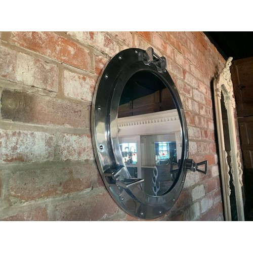 82 - BOXED NEW MASSIVE 70CM NICKEL PORTHOLE MIRROR