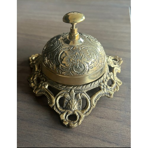 89 - BOXED NEW HEAVY ORNATE HIGHLY DETAILED BRASS DESK BELL