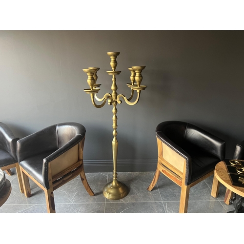 64 - HUGE HIGH QUALITY BOX NEW SOLID METAL BRASS FINISH HEAVY CANDLESTICK (APPROX 1.5M TALL)