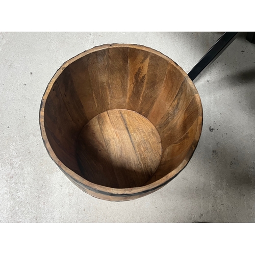 136 - BOXED NEW JACK DANIELS BARREL STORAGE STOOL WITH LEATHER SEAT