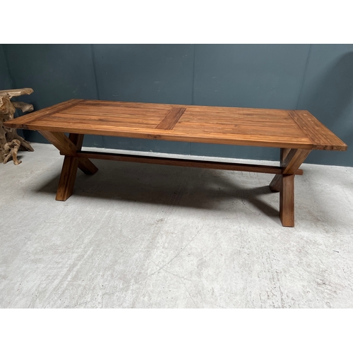 123 - NEW PACKAGED HUGE 240CM RECYCLED TEAK DINING TABLE (APPROX 240CM LONG X 76CM TALL X 100CM WIDE)