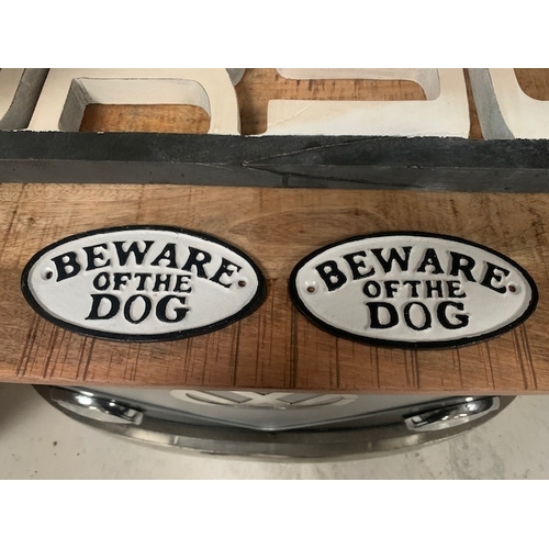 135 - 2X CAST IRON 'BEWARE OF THE DOG' SIGNS
