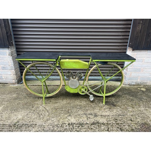 147 - METAL INDUSTRIAL STYLE UPCYCLED BICYCLE DESK