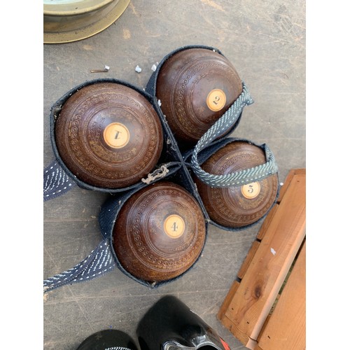 169 - SET OF FOUR OLD BOWLING BOWLS