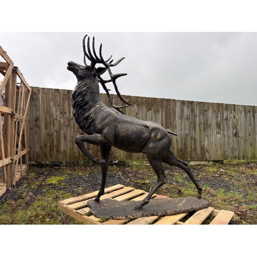 10 - HUGE 6FT TALL CAST IRON ELK/STAG STATUE IN BRONZE FINISH