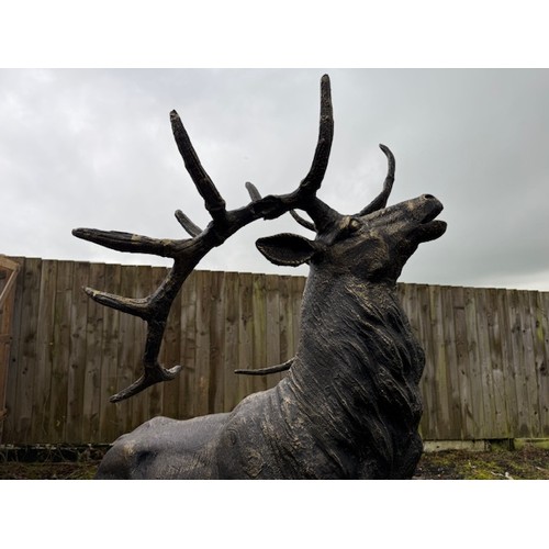 10 - HUGE 6FT TALL CAST IRON ELK/STAG STATUE IN BRONZE FINISH